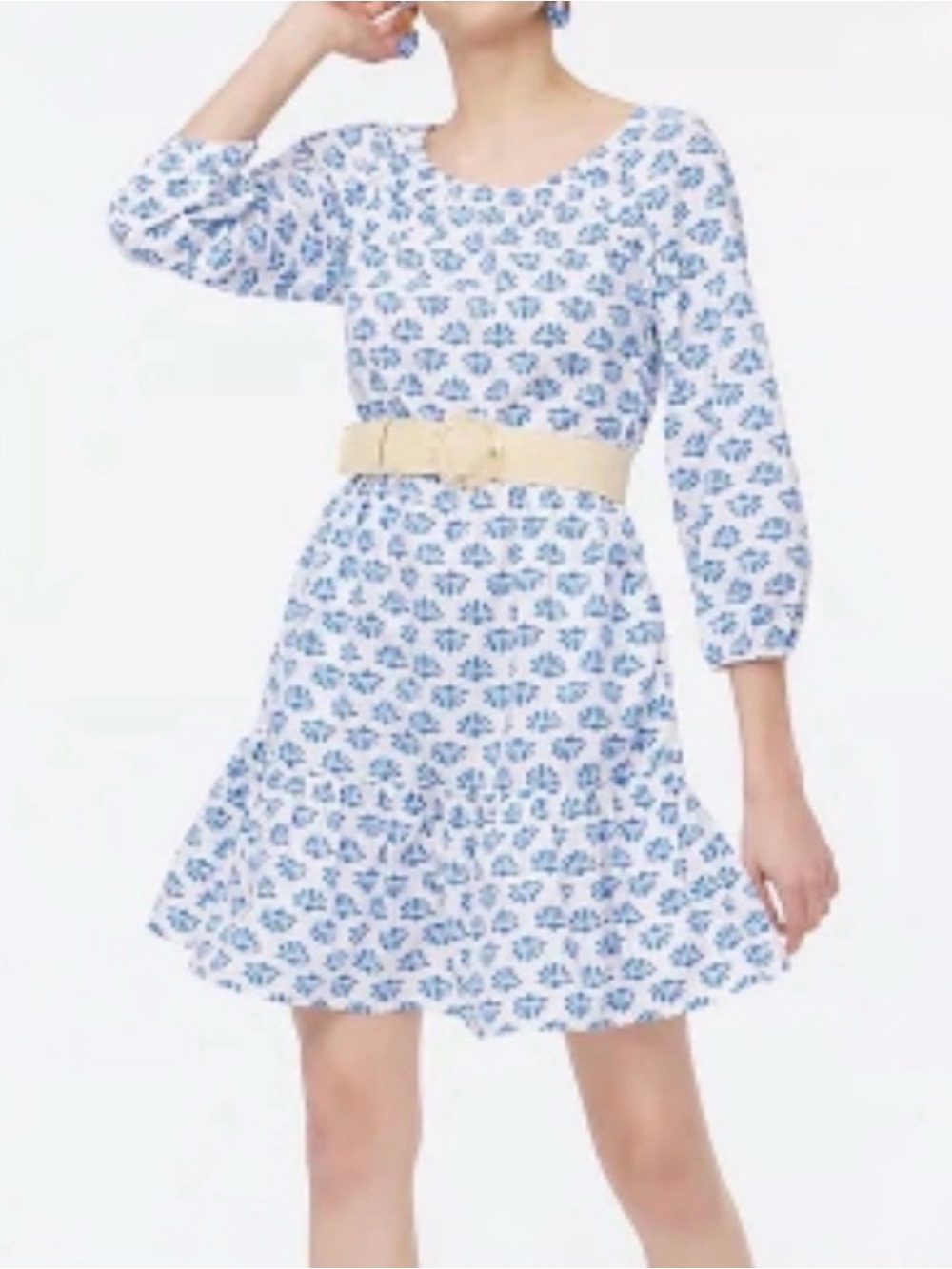 J. Crew Blue and White Block Print 💯 cotton dress